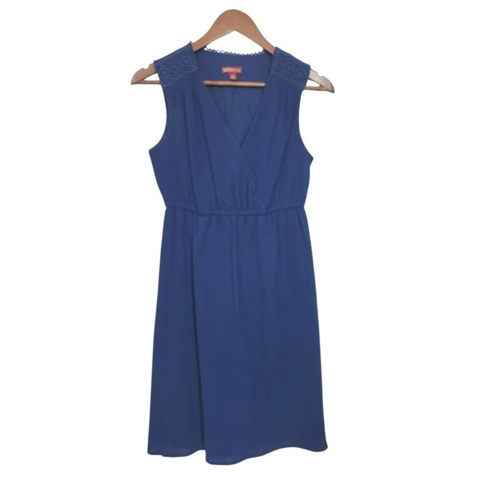 Merona Royal Blue Faux Wrap Cotton Dress Size XS